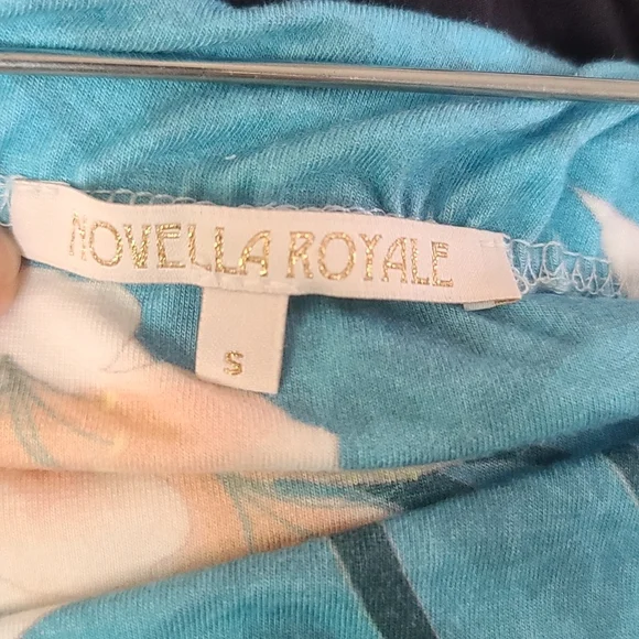 Novella Royale Evie skirt aqua lilies S blue floral bodycon pencil shirred - Picture 12 of 16